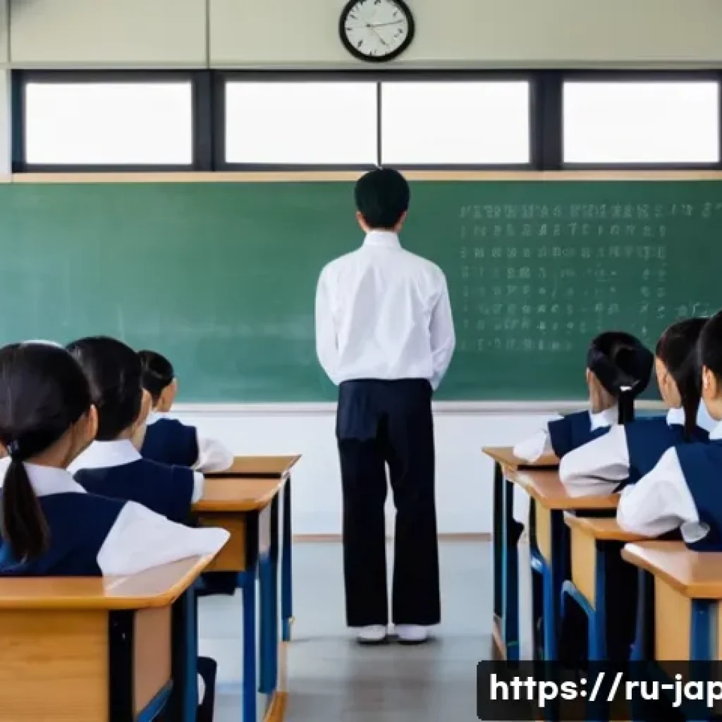 일본의 학교 생활과 교육 시스템 - A bright and orderly Japanese classroom scene early in the morning, with students in neat school uni...